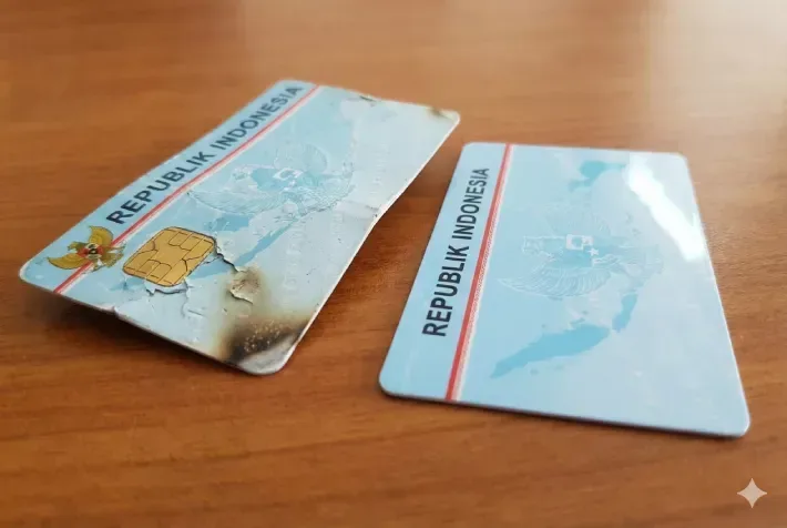 sebuah ktp el dalam kondisi rusak